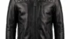 VELDRIC Aldebaran deep jet black hooded Nappa leather jacket front view