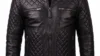 VELDRIC Andromeda Quilted deep jet black Nappa leather jacket front view