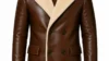 VELDRIC Apollo brown shearling leather coat front view