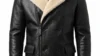 VELDRIC Apollo deep jet black shearling leather jacket front view