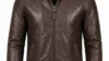 VELDRIC Aquila dark brown hooded Nappa leather jacket front view