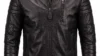 VELDRIC Armstrong deep jet black Nappa leather jacket front view