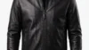 VELDRIC Aster deep jet black Nappa leather jacket front view