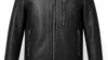 VELDRIC Astra deep jet black bomber Nappa leather jacket front view