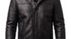 VELDRIC Aurora deep jet black shearling leather jacket front view