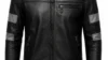 VELDRIC Capella Stripe deep jet black Nappa leather jacket front view