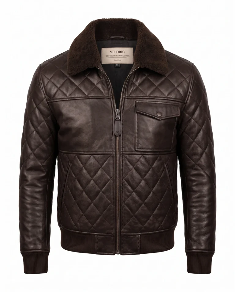 Cassini Quilted Leather Bomber Jacket
