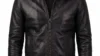 VELDRIC Comet deep jet black Nappa leather jacket front view