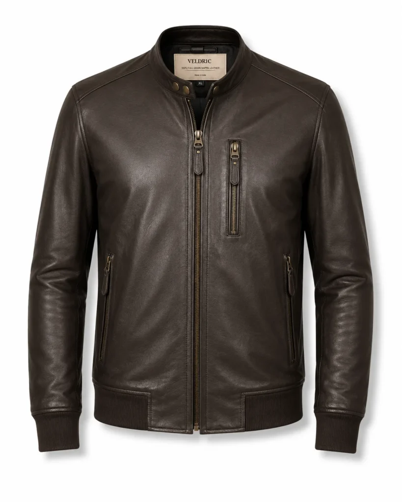 Cosmos Leather Bomber Jacket
