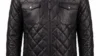 VELDRIC Europa Quilted deep jet black Nappa leather jacket front view