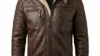 VELDRIC Hercules dark brown shearling leather jacket front view