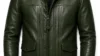 VELDRIC Io olive green Nappa leather field jacket front view