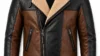 VELDRIC Lodestar black brown shearling leather jacket front view