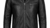 VELDRIC Lyra deep jet black bomber Nappa leather jacket front view