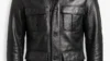 VELDRIC Mercury deep jet black Nappa leather field jacket front view