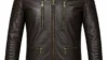 VELDRIC Nereid dark brown cafe racer Nappa leather jacket front view