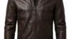 VELDRIC Orion dark brown biker Nappa leather jacket front view