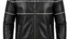 VELDRIC Pleiades Stripe deep jet black Nappa leather jacket front view