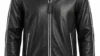 VELDRIC Polaris deep jet black Nappa leather varsity jacket front view