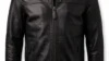 VELDRIC Pulsar deep jet black Nappa leather jacket front view