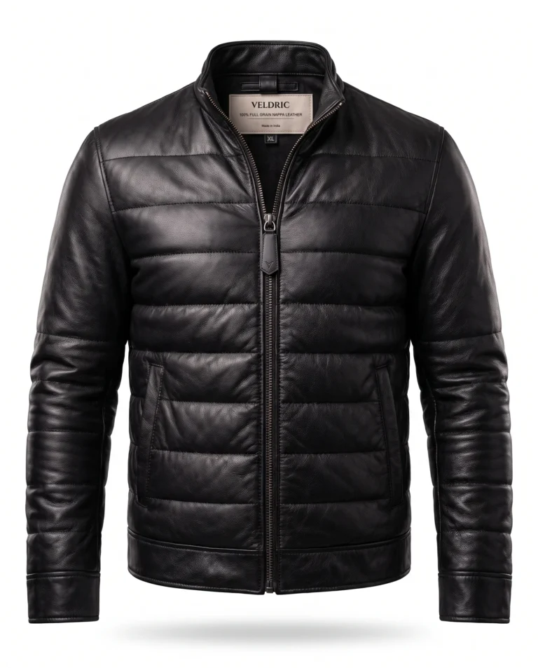 Saturn Puffer Leather Jacket