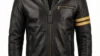 VELDRIC Voyager deep jet black Nappa leather jacket front view