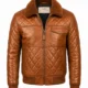 VELDRIC Cassini cognac tan bomber Nappa leather jacket front view VELDRIC Cassini cognac tan bomber Nappa leather jacket front view