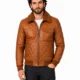 VELDRIC Cassini cognac tan bomber Nappa leather jacket back view VELDRIC Cassini cognac tan bomber Nappa leather jacket back view