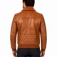 Cassini men's cognac tan bomber Nappa leather jacket side profile Cassini men's cognac tan bomber Nappa leather jacket side profile