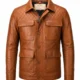 VELDRIC Cosmo cognac tan Nappa leather field jacket front view VELDRIC Cosmo cognac tan Nappa leather field jacket front view