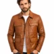 VELDRIC Cosmo cognac tan Nappa leather field jacket back view VELDRIC Cosmo cognac tan Nappa leather field jacket back view