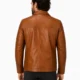 Cosmo men's cognac tan Nappa leather field jacket side profile Cosmo men's cognac tan Nappa leather field jacket side profile