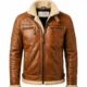 VELDRIC Hercules cognac tan shearling leather jacket front view VELDRIC Hercules cognac tan shearling leather jacket front view