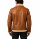 Hercules men's cognac tan shearling leather jacket side profile Hercules men's cognac tan shearling leather jacket side profile