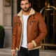 VELDRIC Hercules cognac tan shearling leather jacket collar and shoulder detail VELDRIC Hercules cognac tan shearling leather jacket collar and shoulder detail