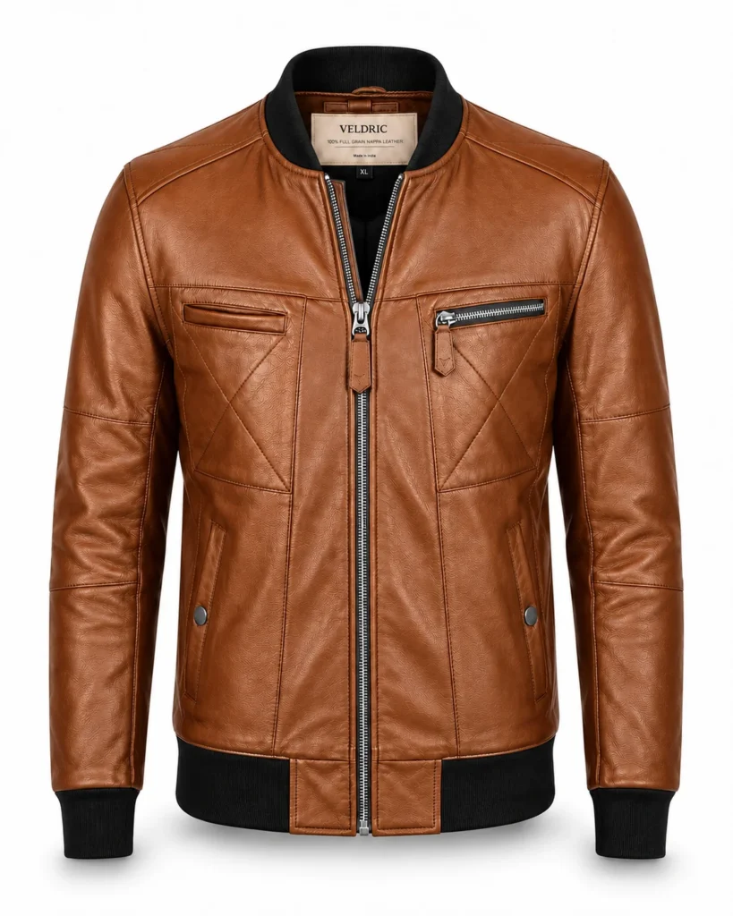 Lyra Leather Bomber Jacket alternate product view