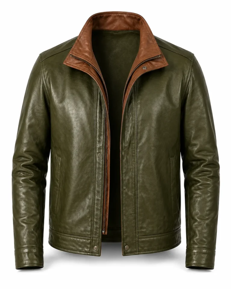VELDRIC Vega olive green bomber Nappa leather jacket front view