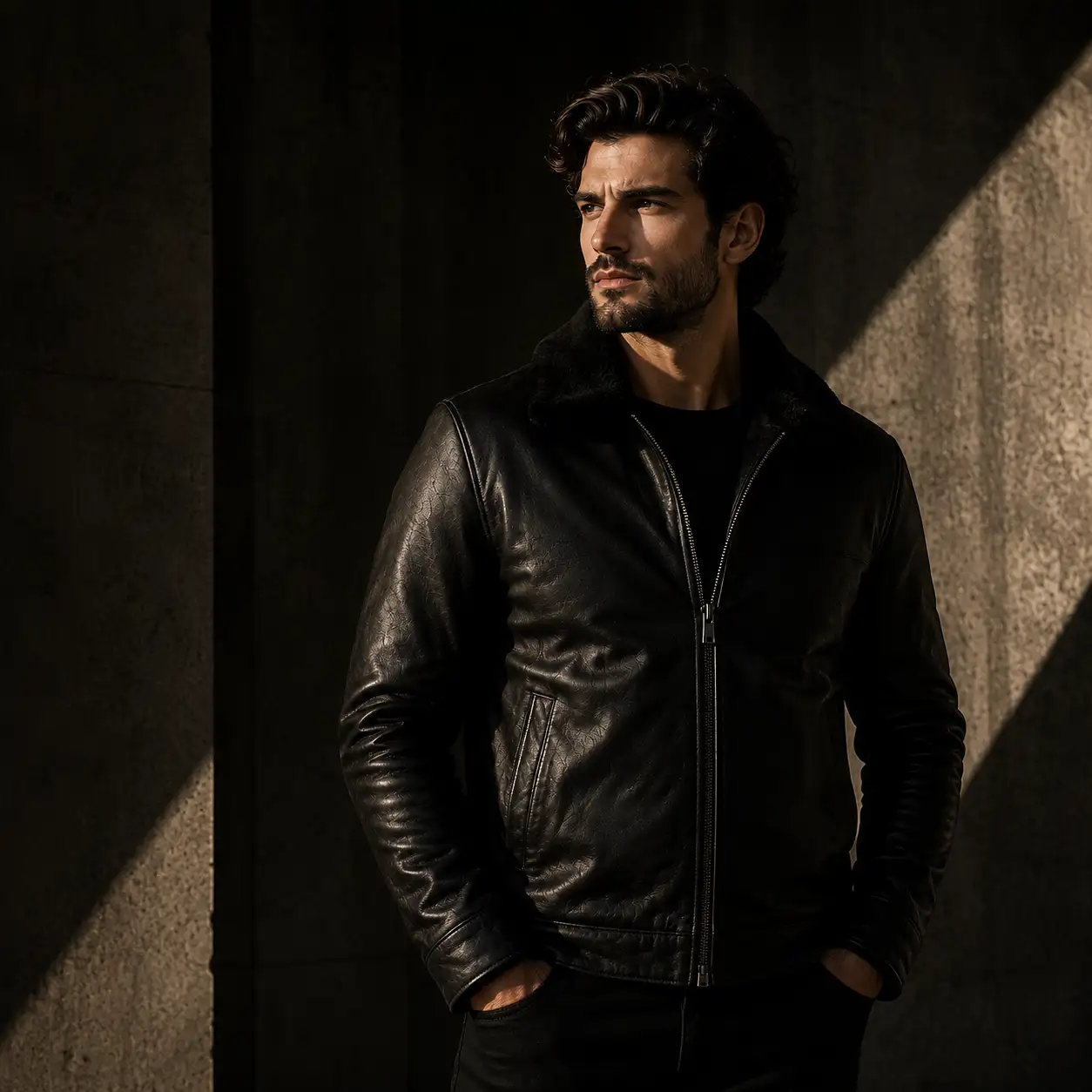 VELDRIC premium leather jacket detail
